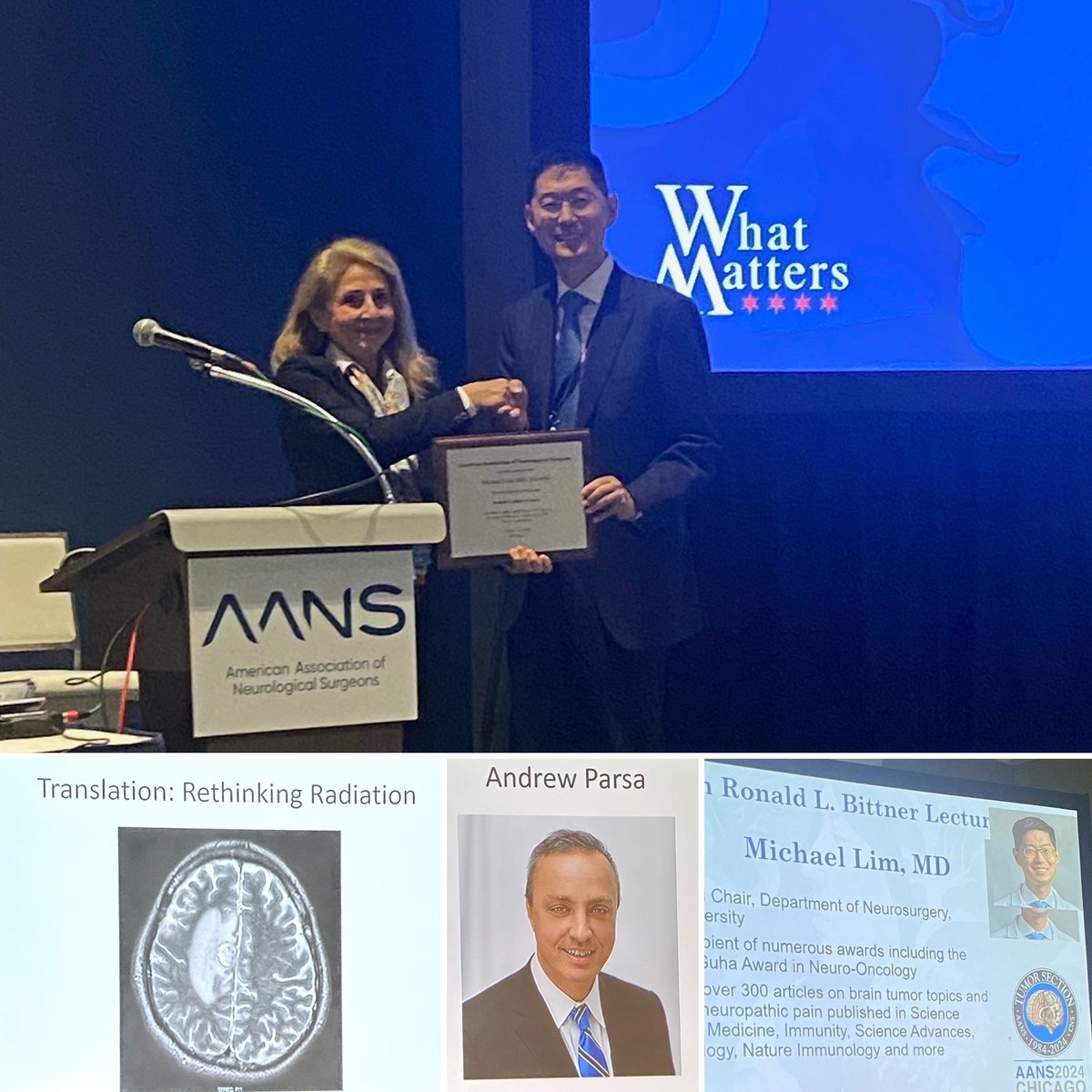 Congratulations to @MichaelLimMD for the well-deserved Ronald L. Bittner Lecture Award! @StanfordNsurg @NeurosurgSinai #AANS2024 #whatmatters2me @AANSNeuro @IsaacYangMD @UCLAHealth @UCLANsgy @HarborUCLA @HarborUCLASurg