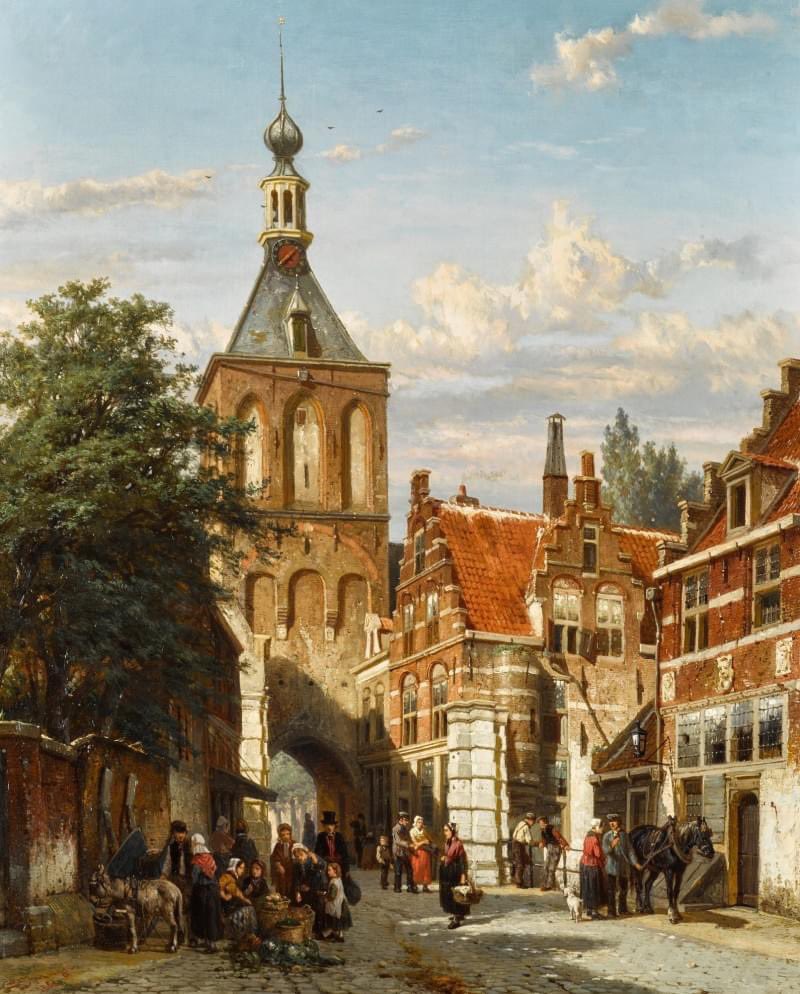 Cornelis Springer (1817-1891), The Binnenpoort, Culemborg (1865). Private collection (Public domain after 70 years of the painter's death)