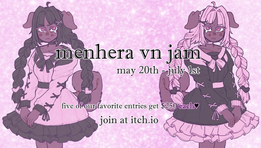 Hello!! This post is about the very first Menhera VN Jam! This is a jam for games about living  and coming to terms (or not) with unseen burdens, whether they be  mental, emotional, physical, psychological, or otherwise. More info on itchio! #menheravnjam

itch.io/jam/menhera-vn…