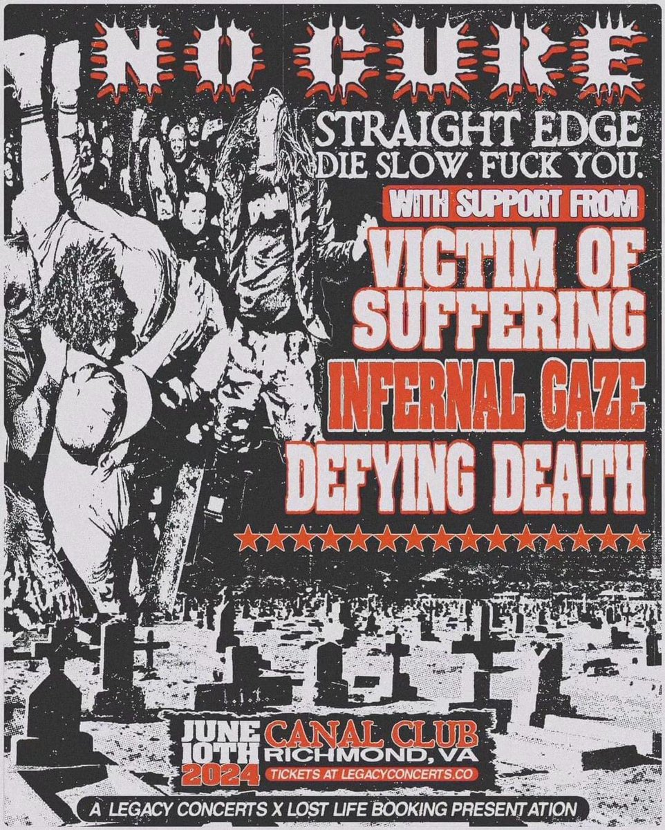 VICTIM OF SUFFERING🌐 (@vos757) on Twitter photo Next two shows coming up for the VOS camp.
Contention show at Chicho’s Norfolk on Mother’s Day weekend. Oh yeah, it’s FREE
Then we tag up with the <a href="/nocurexxx/">NO CURE XXX</a> posse and hit Richmond at Canal Club for the first time.
Both shows will be awesome and you should be there 💯 Next two shows coming up for the VOS camp.
Contention show at Chicho’s Norfolk on Mother’s Day weekend. Oh yeah, it’s FREE
Then we tag up with the <a href="/nocurexxx/">NO CURE XXX</a> posse and hit Richmond at Canal Club for the first time.
Both shows will be awesome and you should be there 💯