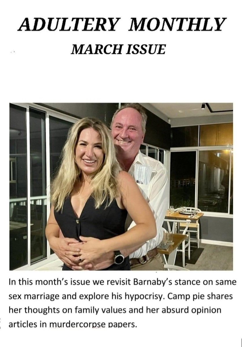 March issue of Adultery Month. Featuring good Christian and the man ABC interviewed about male violence against women. Mr Adulterer himself, Barnaby Joyce!
