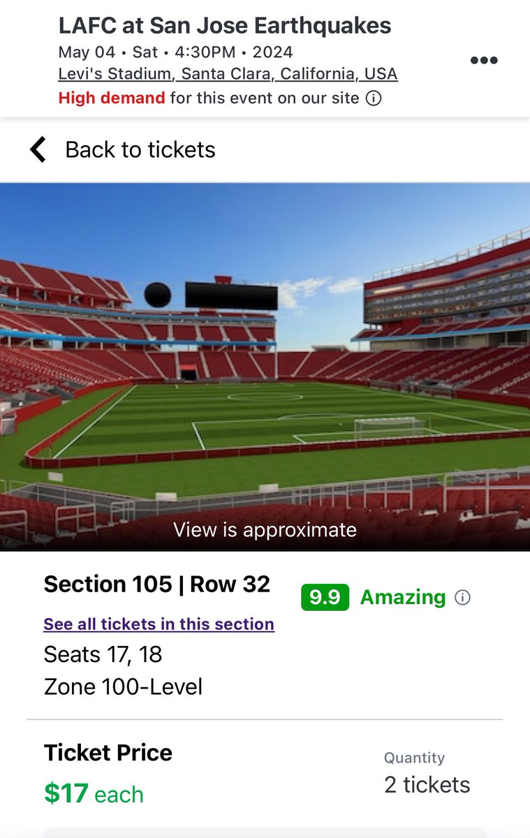 17 dollars and you’re in? #LAFC @ #Quakes74 Wondering what type of capacity Levi’s will be at today