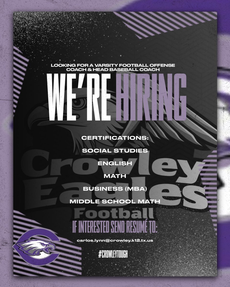 Great Opportunities at Crowley HS! #CrowleyTough🦅🦅