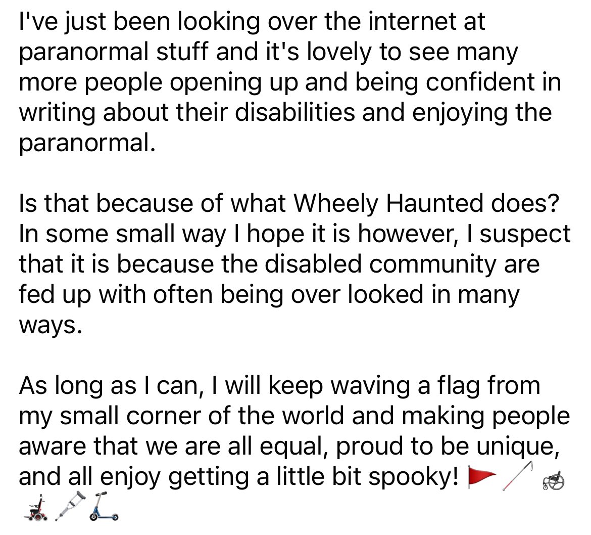 In some small way, I hope I make a difference… ❤️ #wheelyhaunted #paranormal #accessibility #disability