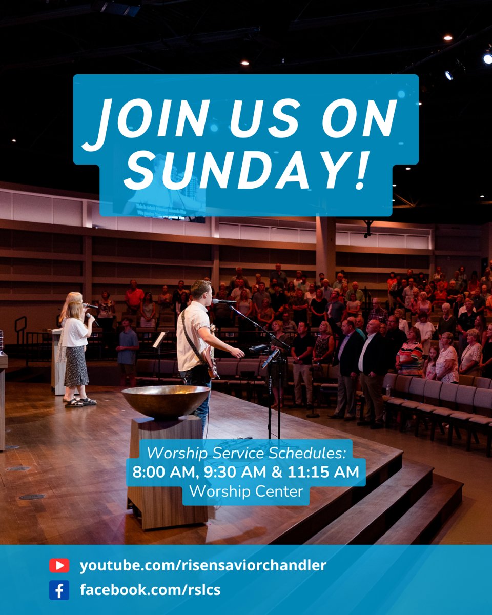 Prepare your heart for a soulful Sunday at our new summer times! Let's come together in worship to celebrate the divine and unite in faith. See you there!

#RisenSaviorChurchChurch #ChandlerAZ #OcotilloLiving #EastValleyChurches #SundaySerivce #Worship