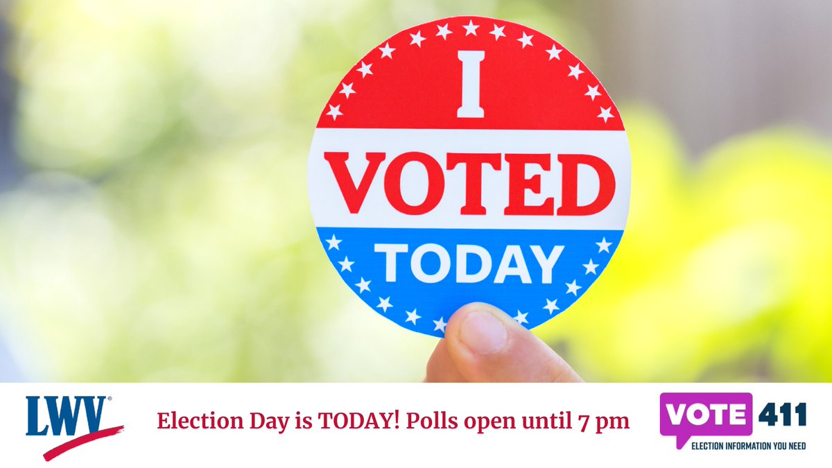 This is IT – 2 more hours to vote on this Election Day! (Saturday, May 4th). Polls open until 7 pm. Do your part and VOTE. Check out VOTE411.org and stand up for what matters to you. #VOTE411 #LWVD #LWV #Vote #Matters #YourVote #People #Power #ElectionDay