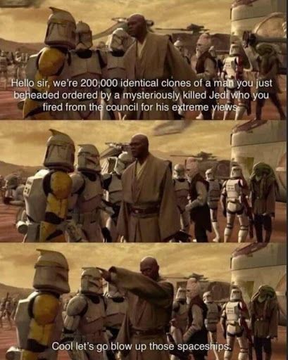 'When you show up to the desert rave only to realize it's actually a galactic battle reenactment. 'Mistaken identity' takes on a whole new meaning. #AwkwardTrooperMoments'