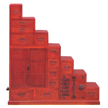 #antiques 63''H Japanese Styled Modular Step Tansu in Dark Red Mahogany Finish . Seen here: bit.ly/3AJ3Q8Y