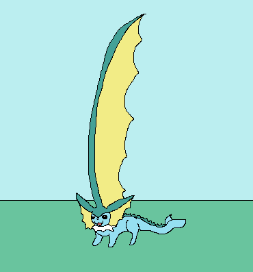 Vaporeon but she has an absurdly massive fin