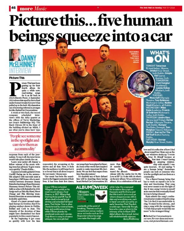 You can read my interview with Picture This in the @IrishMailSunday I also review the new album by Villagers and there are gigs to check out in What's On. @picturethis @wearevillagers @aikenpromotions @foggynotions @mcd_productions @Select1veMemory @singularartists