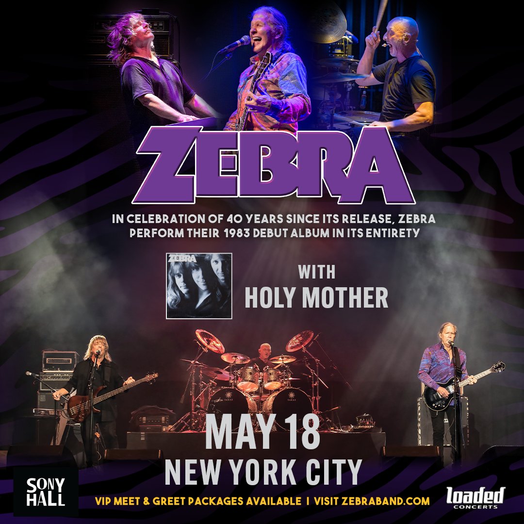 SATURDAY, MAY 18TH at @SonyHall (NYC)!
@ZebraBand w/ special guest Holy Mother!
Tickets are going fast! Grab yours now: tinyurl.com/bdfdkynm