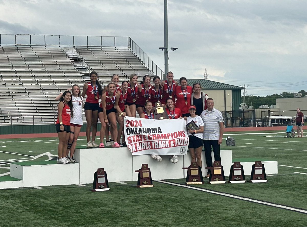 The Class 4A/3A state track meet has wrapped up here in Catoosa. Congrats to the Washington girls (3A) on winning their first track title since 1986. #OKPreps
