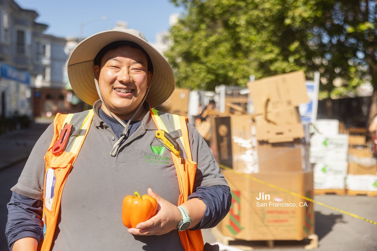 Jin remains steadfast in his belief in the strength of community. 'We can do stuff and be strong together,' he affirms, embodying the spirit that defines his community's response to food insecurity. #AAPIHeritageMonth @SFMFoodBank is part of Feeding America’s network food banks.