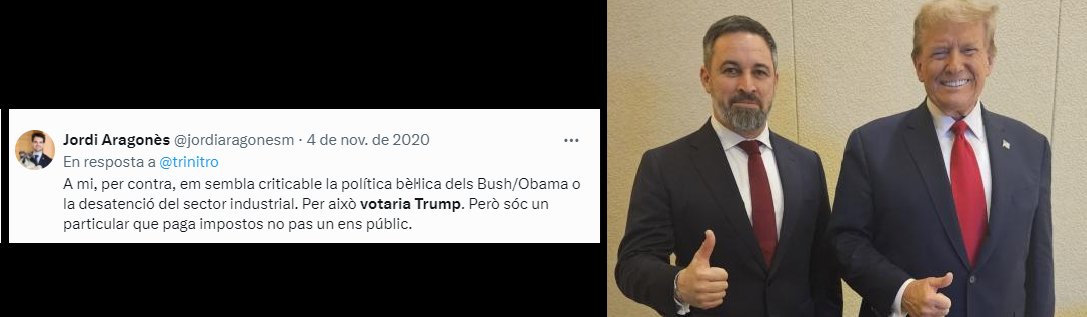 Ep! @jordiaragonesm, ehem... com és que tots els teus referents internacionals són amics de Santiago Abascal, enemic màxim de Catalunya, i de la nostra llengua i la cultura? No serà que tu, també ets de VOX i no ets més que un infiltrat de l'extrema dreta espanyolista?