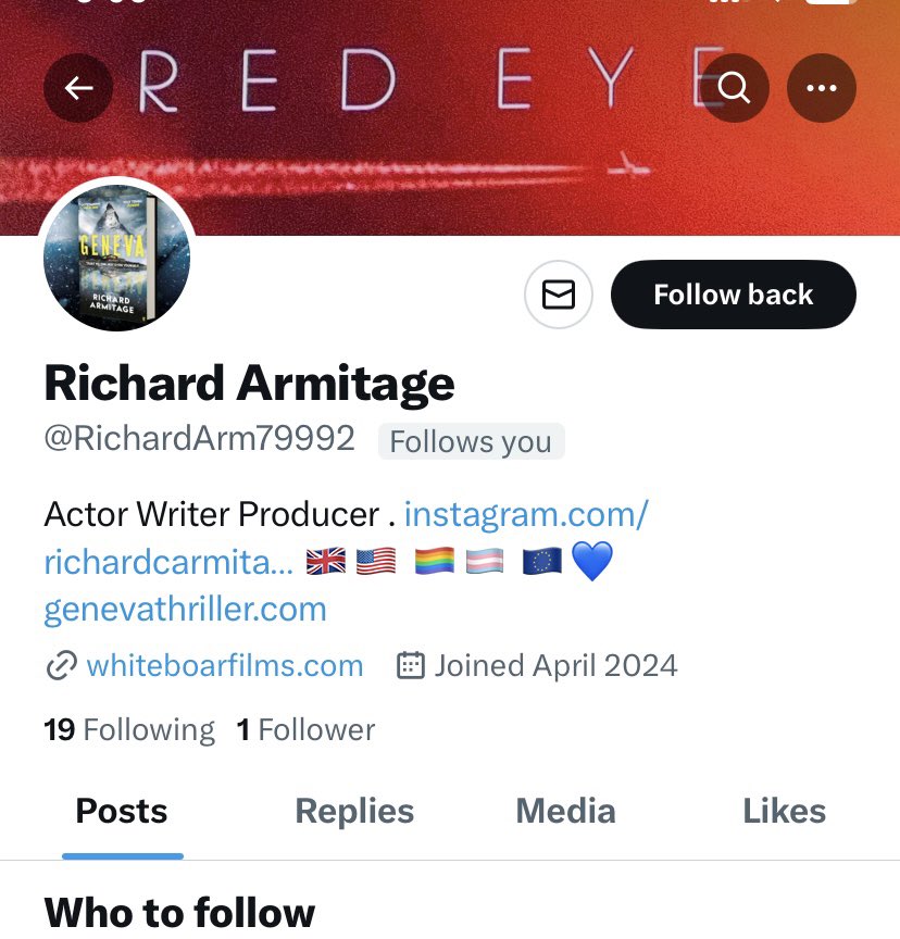 #fake #RichardArmitage accounts on Instagram and X.