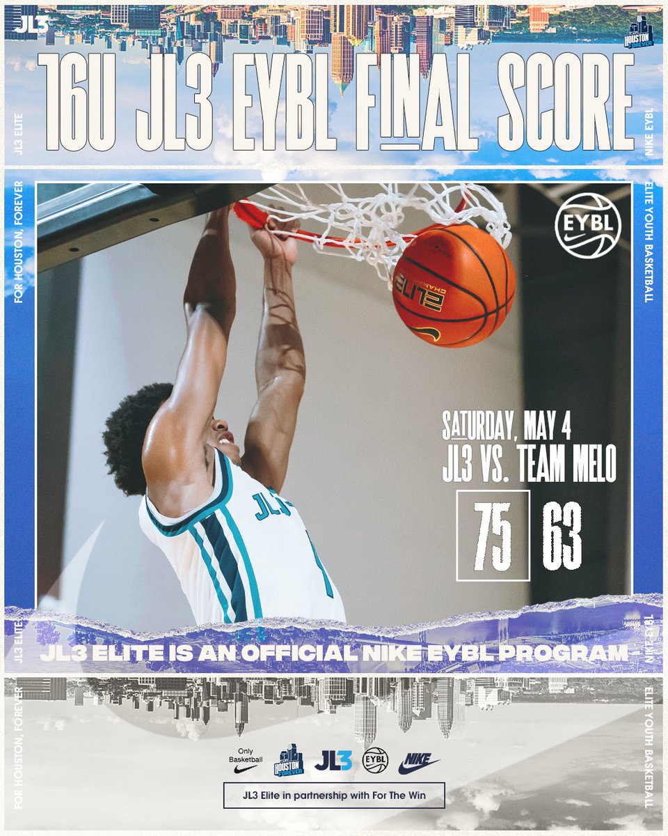 𝟭𝟲𝗦 𝗚𝗲𝘁 𝘁𝗵𝗲 𝗪𝗶𝗻! Down goes Melo! JL3 16U takes care of business in game 2 of @NikeEYB Session 2 in Atlanta. Next up: 🗓️ Sun., May 5th 🆚 Bracket Play ⏰ AM 🔗 NIKEEYB.com #JL3 | #EYBL
