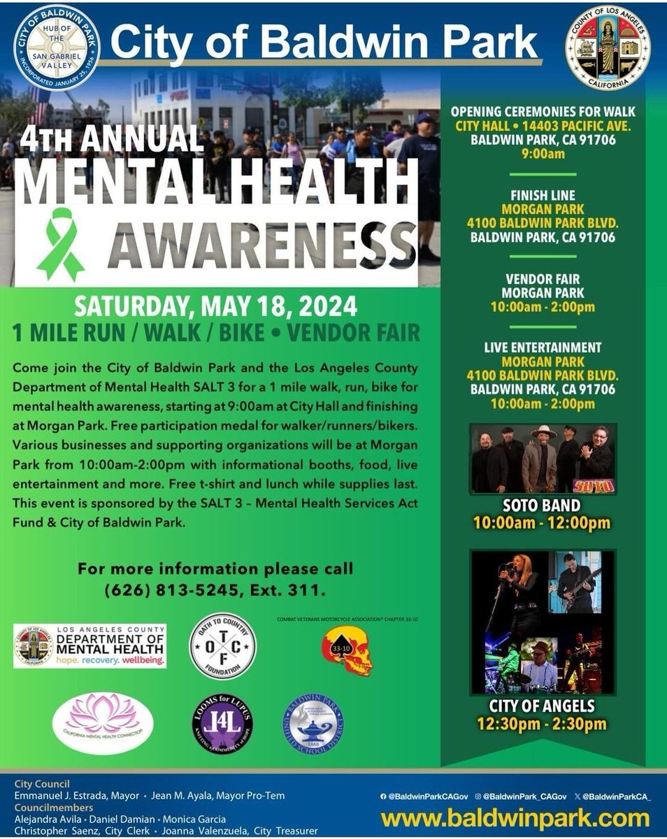 Join us for @BaldwinParkCA_ 4th Annual Mental Health Awareness. @Looms4Lupus is committed to shining a light on mental health alongside @CountryOath @LACDMH, @BPUSD & California Mental Health Connection. 📅 May 18, 2024 ⏰ 9AM-2 PM 📍 Baldwin Park City Hall & Morgan Park