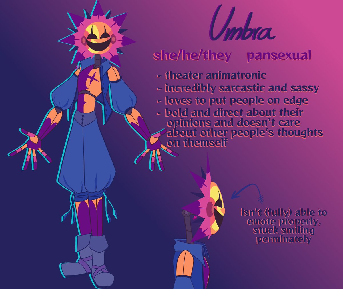 Umbra reference sheet new DCA (Eclipse) OC I've had in my mind for a while. glad to finally show them :) #fnaf #fnafsb #daycareattendant #fnafsecuritybreach #fnafoc #DCAOC