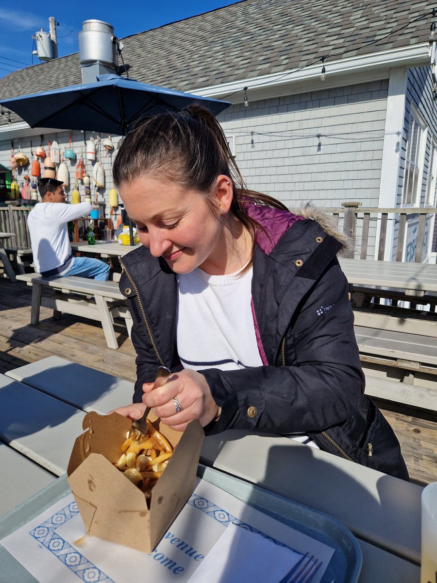 Lottie tries her first poutine (she liked it!).
