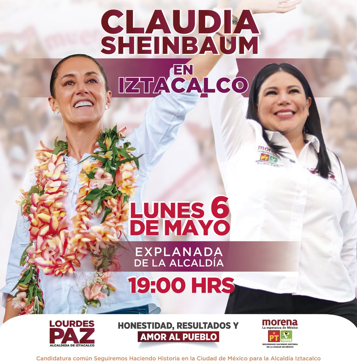 ¡La Dra. @Claudiashein viene a Iztacalco!
Nuestra alcaldía la espera con los brazos abiertos. 🫶

#ClaudiaPresidenta
#LourdesPazAlcaldesa
#SegundoPisoDeLa4T