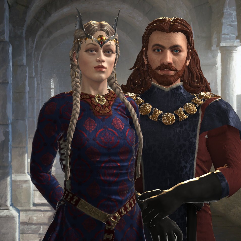 princess rhaenyra (25) and her husband, larys tully (24), heir to riverrun