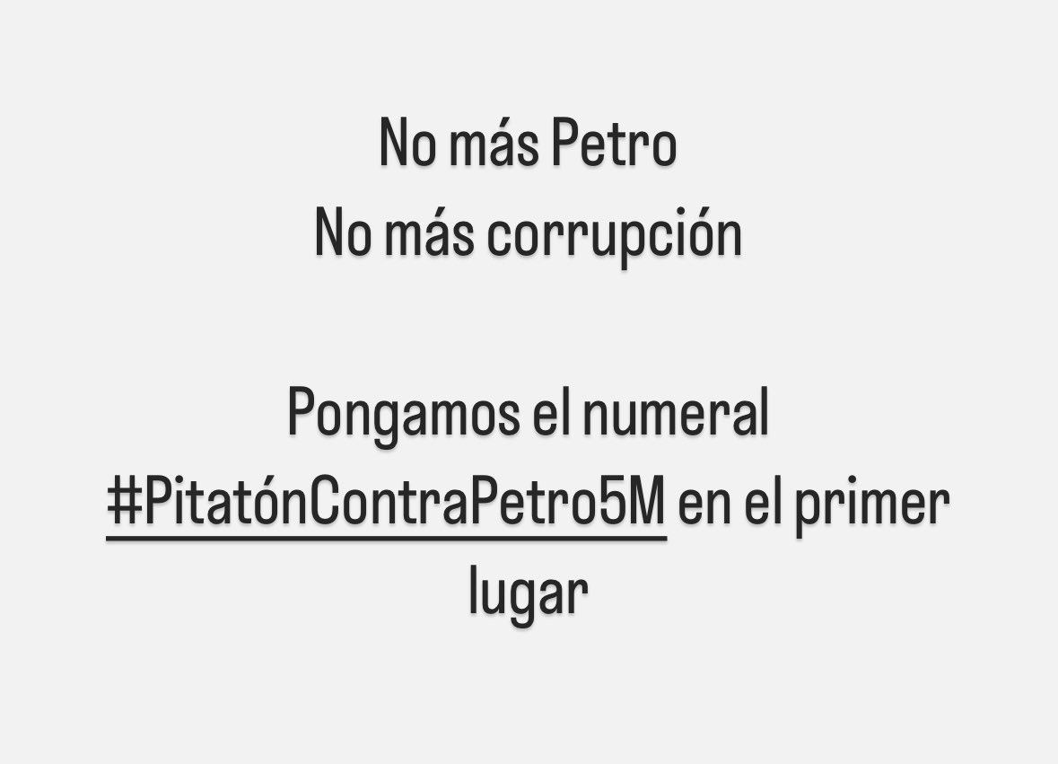 Confirma tu participación replicando esta imagen y escribiendo el numeral #PitatónContraPetro5M