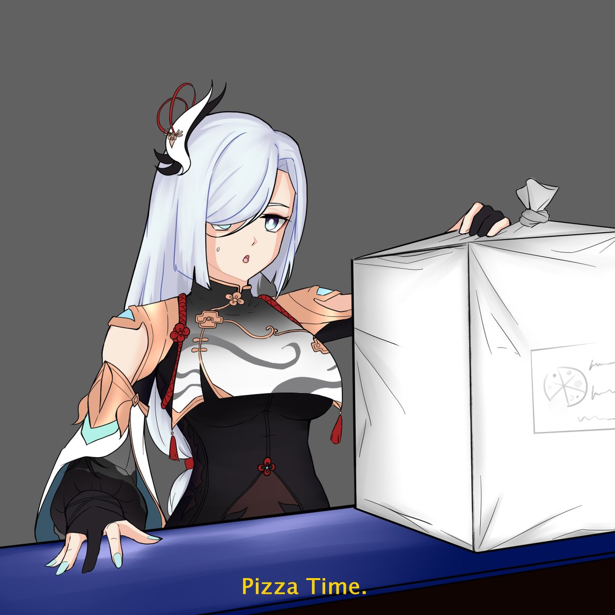 pizza time..  no context  :3
#shenhe #artmeme #animedrawing #genshinimpactfanart #shenhefanart
