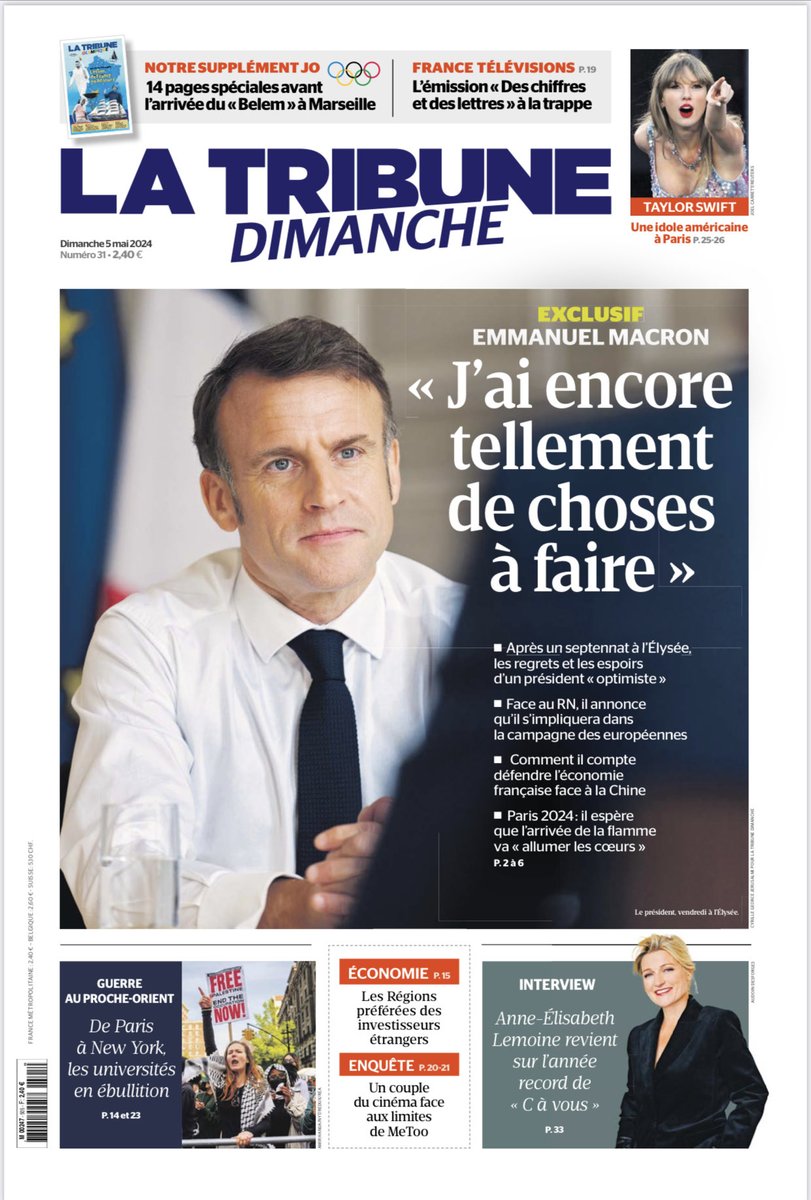 #LaTribuneDimanche et ⁦@laprovence⁩ s’associent pour interviewer Emmanuel #Macron avant l’arrivée de la flamme à Marseille et aborder l’actualité internationale et nationale ⁦@solencherrier⁩ ⁦@SoazQuem⁩ ⁦@aviers⁩ ⁦@LVigogne⁩