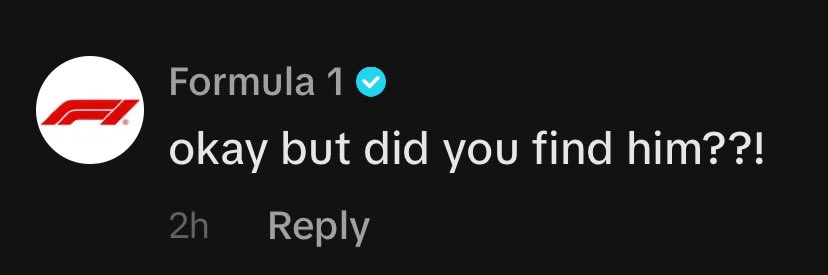 The @F1 account left a comment under Camila’s TikTok 😅