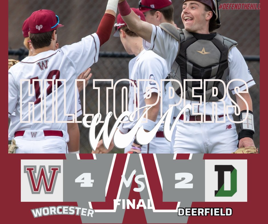 got the job done. • Liam Daly 2-4 2B 2RBI • Casey DeLorenzo 2-3 BB • Connor Murphy 1-2 2B RBI • Mav Rizy 6+ 7K 2R 3H (W) #WorcesterBaseball #DefendTheHill