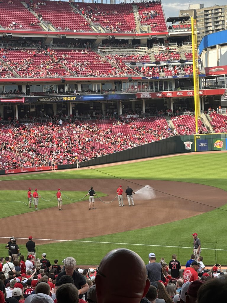 Removes tarp just to spray it w water, grounds people am I right
