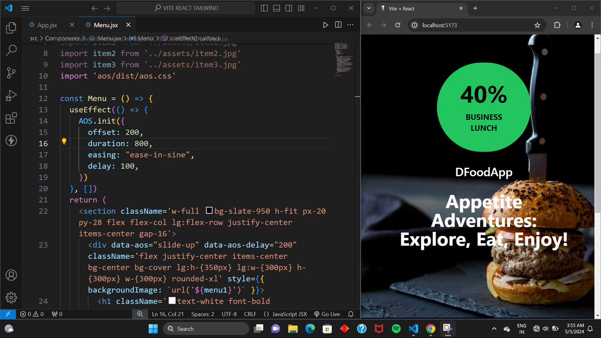 Day 126 of #365DaysofCode
✅ Made the Food App responsive.

 #javascript #LearnInPublic #letsconnect #FrontEnd
#mern #reactjs #FrontEnd #FrontEndDevelopment #webdevelopment
#code #javascript #tailwindcss #100DaysOfCode #css #html