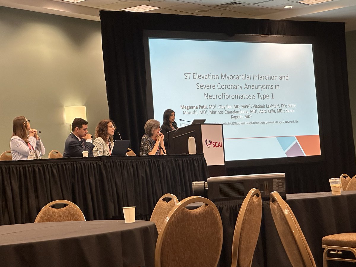 Proud to see Meghana Patil presenting a very interesting and complex STEMI case in a neurofibromatosis patient at ⁦@SCAI⁩ !   ⁦@TempleCards⁩ ⁦@TempleMedNews⁩ ⁦@pravinp8⁩ ⁦@anjalivaidyaMD⁩ ⁦@MartinGKeaneMD⁩ ⁦@RiyazBashir⁩