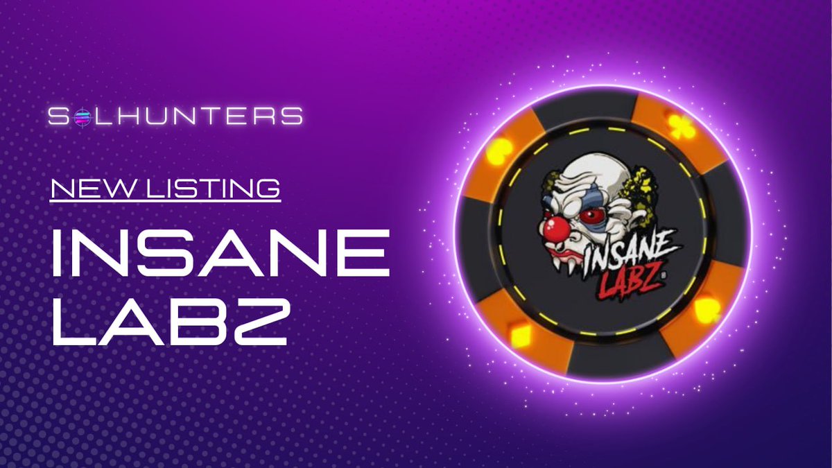🟣 NEW SOLHUNTERS LISTING 🗳 Upvote for @InsaneLabz solhunters.com/coins/4VC7UYqB… 🛒 Use BonkBot to buy $LABZ t.me/bonkbot_bot?st… ⚠️ None of the displayed projects are for financial advice, and always do your own research! #Solana #SolanaMemecoin #LABZ #SOL