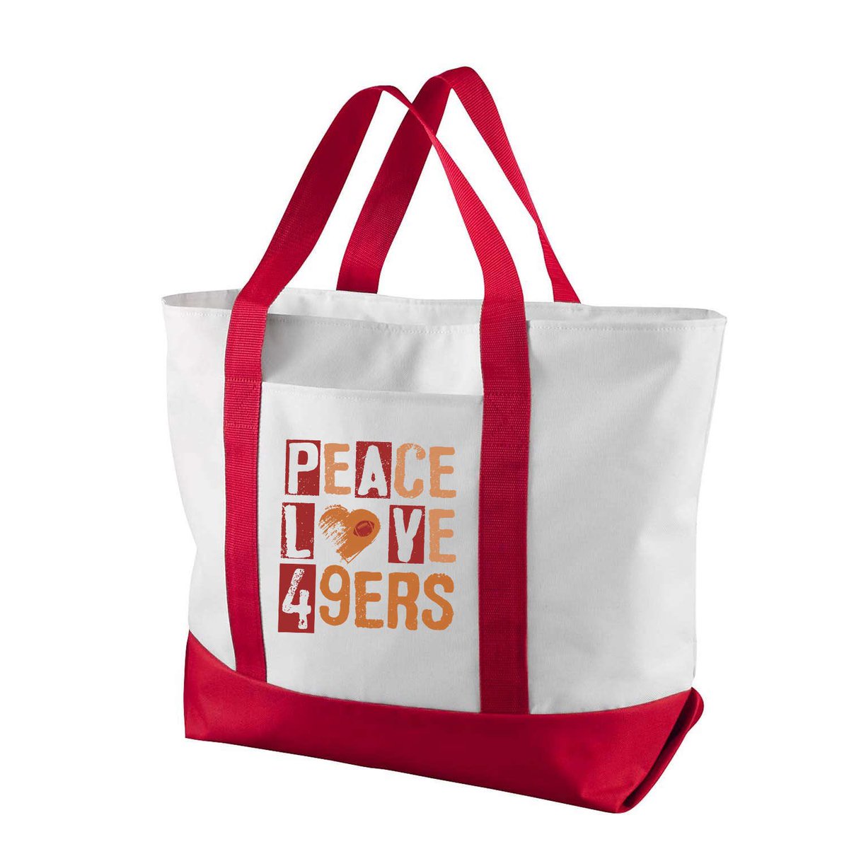 Peace. Love. 49ers. The vibes are good with this tote bag. 
stayfaithful.vip/product/peace-…
.
#49ers #49ersfaithful #totebag #goniners