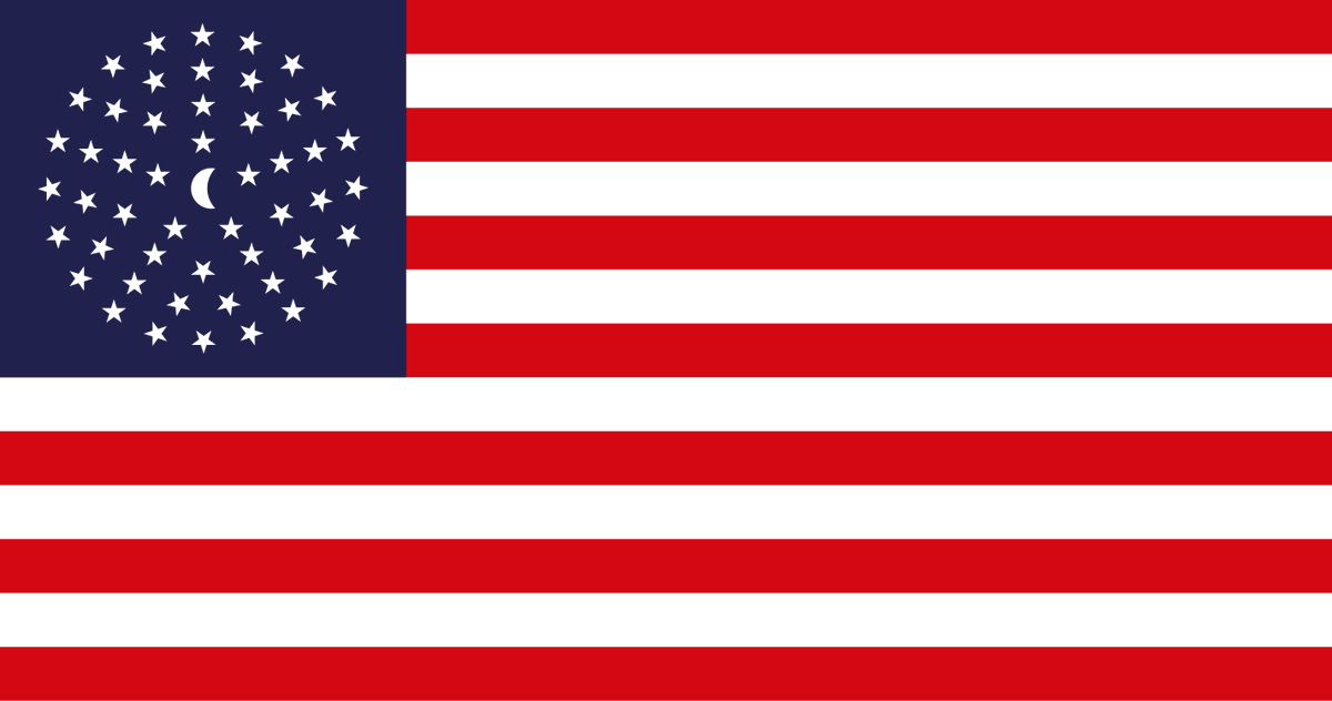 Since America conquered the Moon in 1969 (and is presently working toward colonizing it), I want to officially propose the flag for our country's space era. Behold, the United States of Humanity.