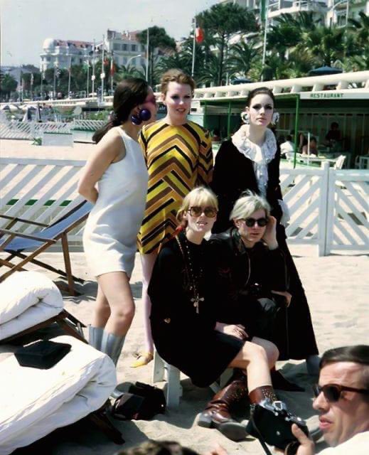 Nico, Andy Warhol, Ultra Violet, Lynn Redgrave and International Velvet, Cannes, France, May 5, 1967 #ChristaPäffgen