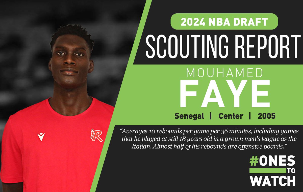 ✅#OnesToWatch | Mouhamed Faye Scouting Report is out.

A 6'10 Senegalese center with a 7'5.5 wingspan has been under the radar during this draft cycle. Averages 10 rebounds per 36 minutes, and half of them are offensive boards. Gifted interior scorer.

🔗onestowatchdraft.blogspot.com/2024/05/mouham…