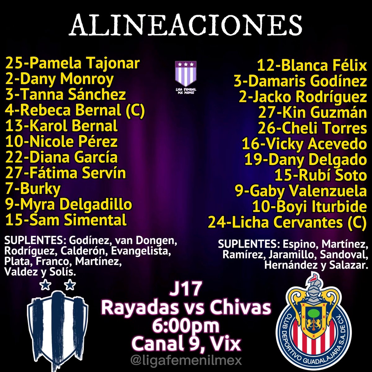 PARTIDAZO
Rayadas enfrenta a Chivas 🔥
El encuentro comienza a las 18:00hrs. a través de Canal 9 y Vix 👊🏻
#LigaBBVAMXFemenil #VamosPorEllas #FútbolFemenino #EnLaVidayEnLaCancha #DaleRebaño