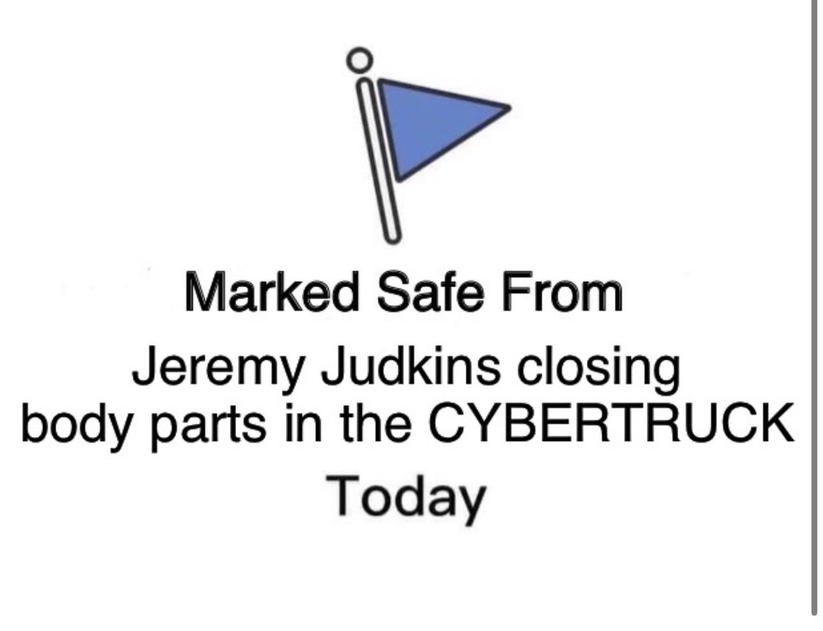 Today, I did not close or attempt to close any body parts in a @cybertruck The same can’t be said for others on my feed… @jeremyjudkins_