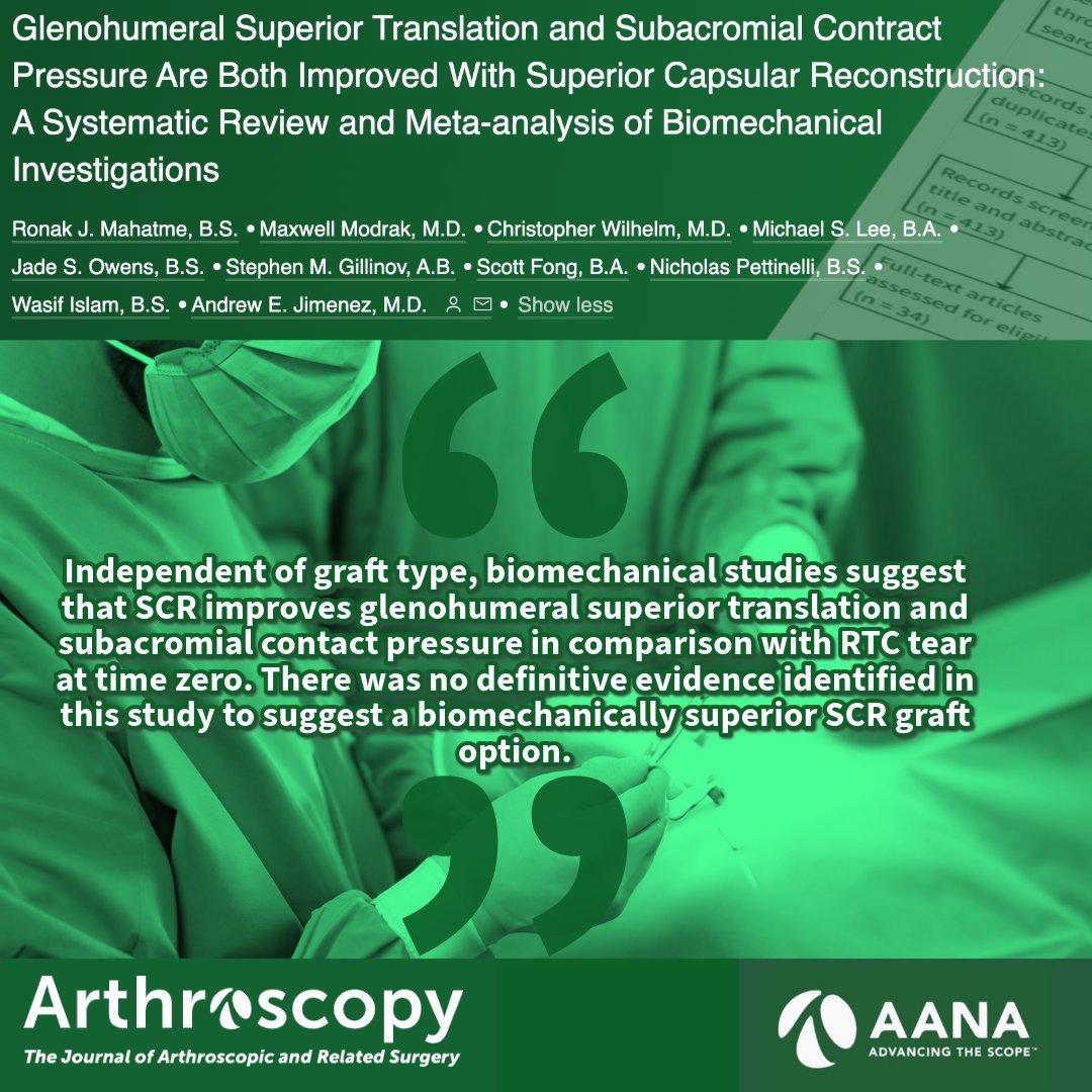 A recent Arthroscopy meta-analysis found no biomechanical differences between SCR graft types. Follow the link to learn more. #orthotwitter #orthoX #shoulder ow.ly/GPfc50Rr4XJ