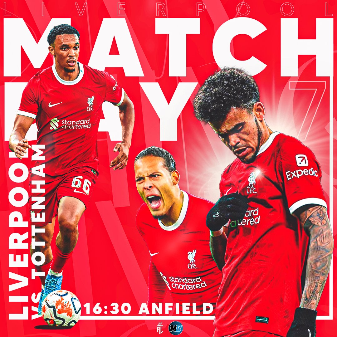🔴 IT'S MATCHDAY REDS 🔴 🆚 Tottenham Hotspur 🏟️ Anfield 🕕 4:30PM 🎨 @MB_Graphics11 Come on you redmen 🔥