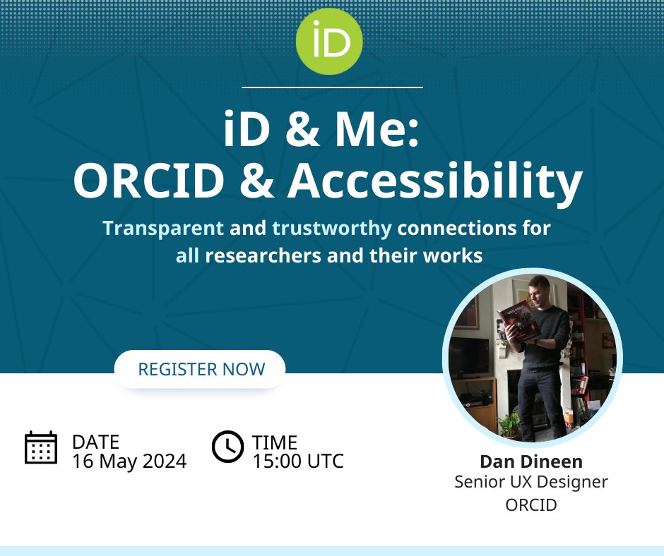 ORCID believes that ORCID should be open and accessible to all, and in 2022 our team began the ongoing work of making significant accessibility improvements within the ORCID Registry. Join us for iD & Me: ORCID & Accessibility to learn more ➡️ bit.ly/3w8aaYw