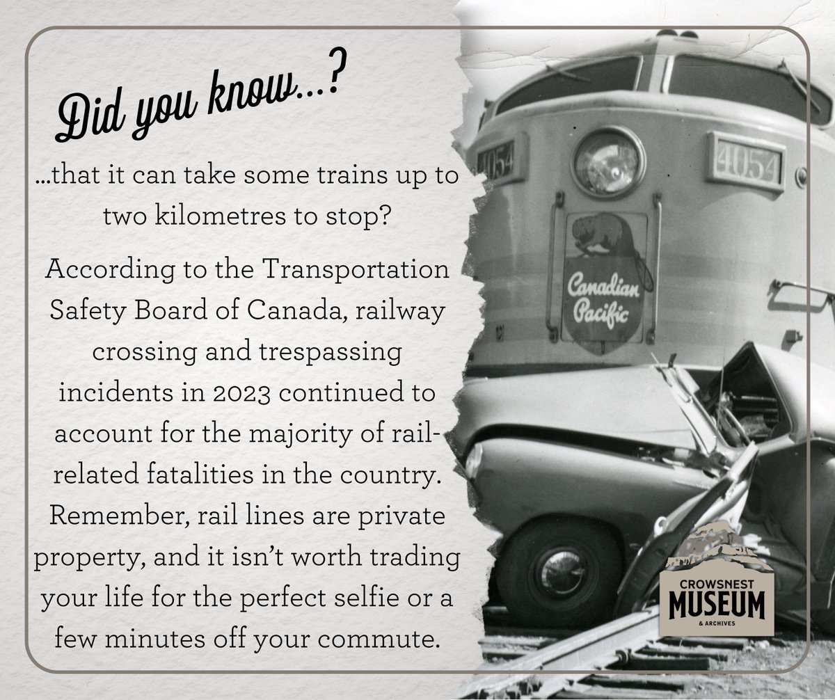 CrowsnestMuseum's tweet photo. Did you know...?

...that it can take some trains up to two kilometres to stop?

#DidYouKnow #railwaysafety https://t.co/xVZXkzPwmB