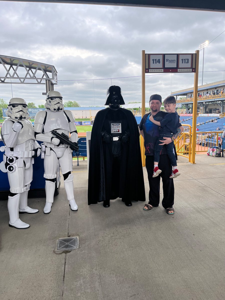 At the @LCCaptains #StarWarsDay game! Vader and I have something in common…at least our sons see some good in us lol. #SeasTheDay #MayTheFourthBeWithYou #Maythe4bewithyou