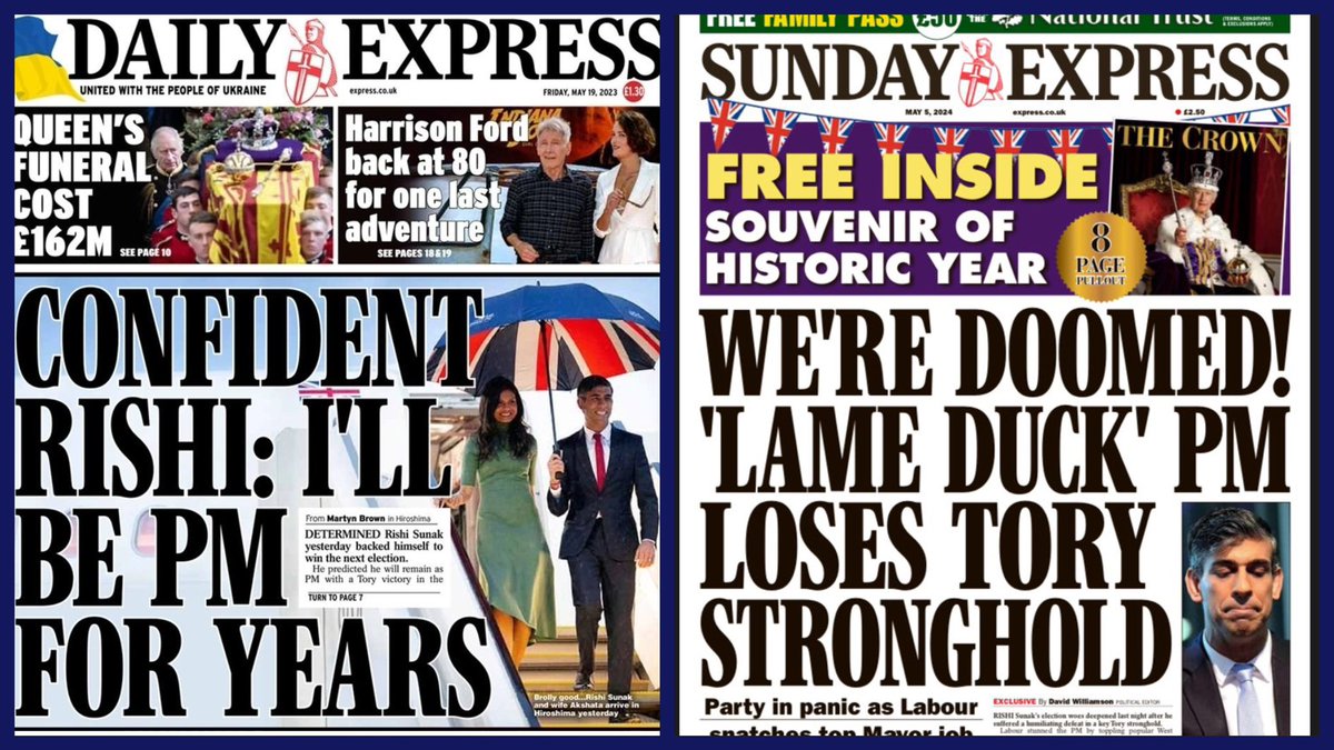 What a difference (just under) a year makes … #TomorrowsPapersToday