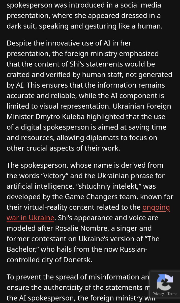 #Ukraine🇺🇦#introduces #AIgenerated #spokesperson 4 #foreignministry🤖

#VictoriaShi #RosalieNombre #shtuchniyintelekt #gamechangers #victory #ai #Tek_Nickel054🤖
readwrite.com/ukraine-introd…