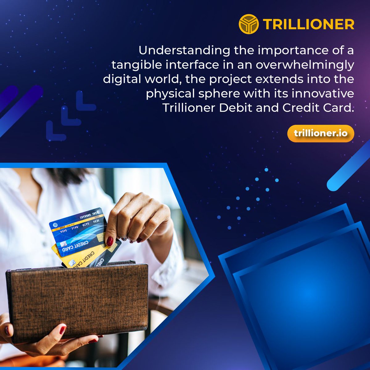 Understanding the importance of a tangible interface in an overwhelmingly digital world, the project extends into the physical sphere with its innovative Trillioner Debit and Credit Card. 

#TLC #Trillioner #TLC #cryptocurrency #cryptonews #cryptotrading #Blockchain