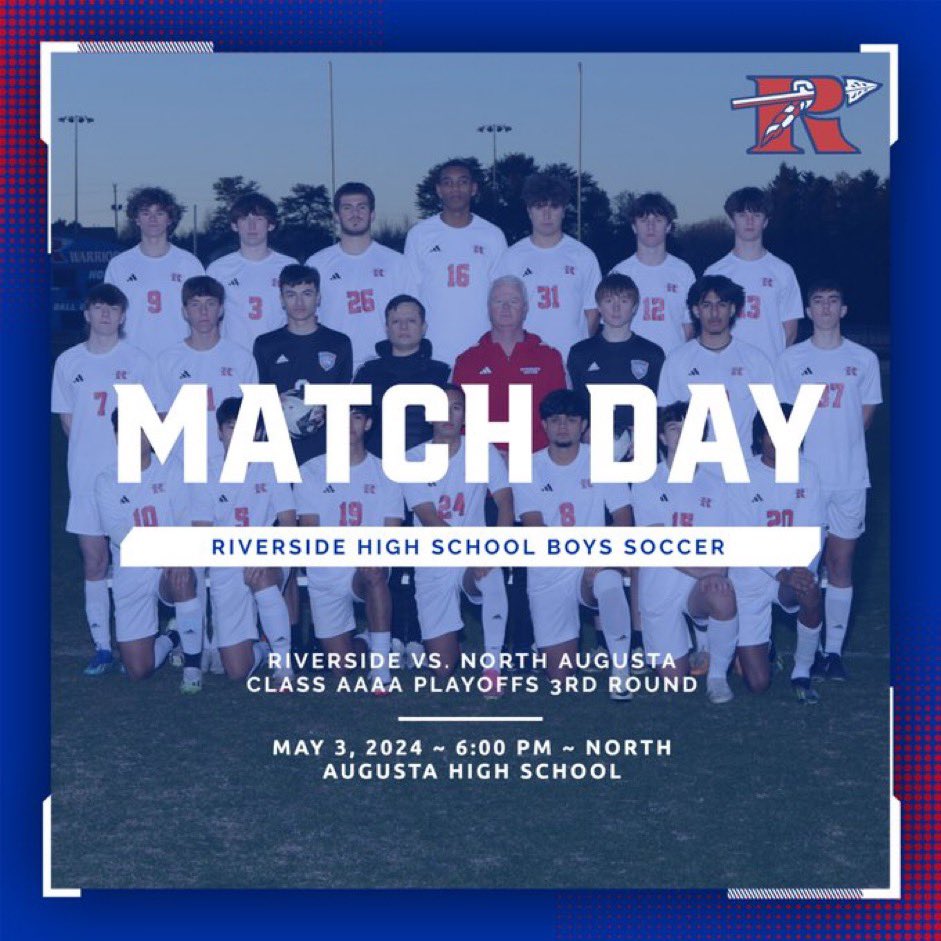 Congratulations to the Riverside Boys Soccer team for defeating North Augusta Friday night and earning their spot in the Upper State Finals @ Wade Hampton on Monday!