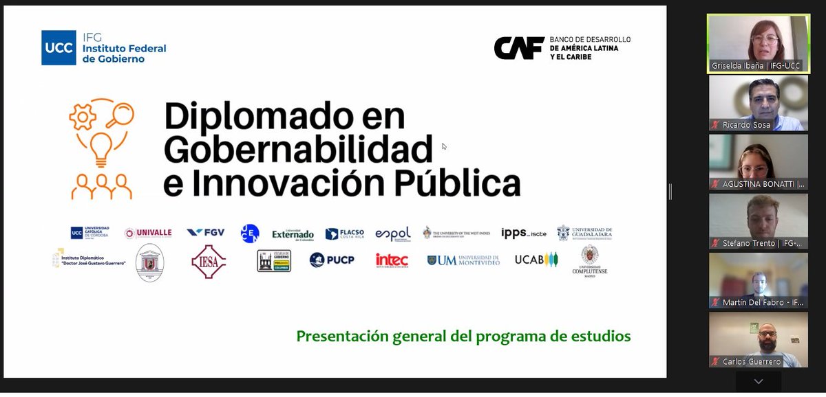 Iniciamos el diplomado en Gobernabilidad e Innovación Pública junto al Instituto Federal de Gobierno y CAF (Banco de Desarrollo para América Latina y el Caribe). La acción incluye a profesionales de la gestión pública y el ámbito empresarial de diversos países y de Argentina.